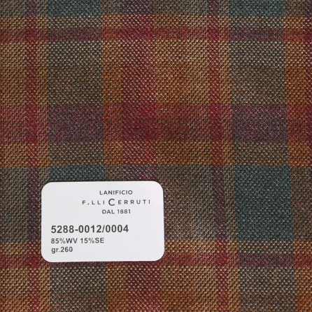 5288-0012/0004 Cerruti Lanificio - Vải Suit 100% Wool - Caro Nâu